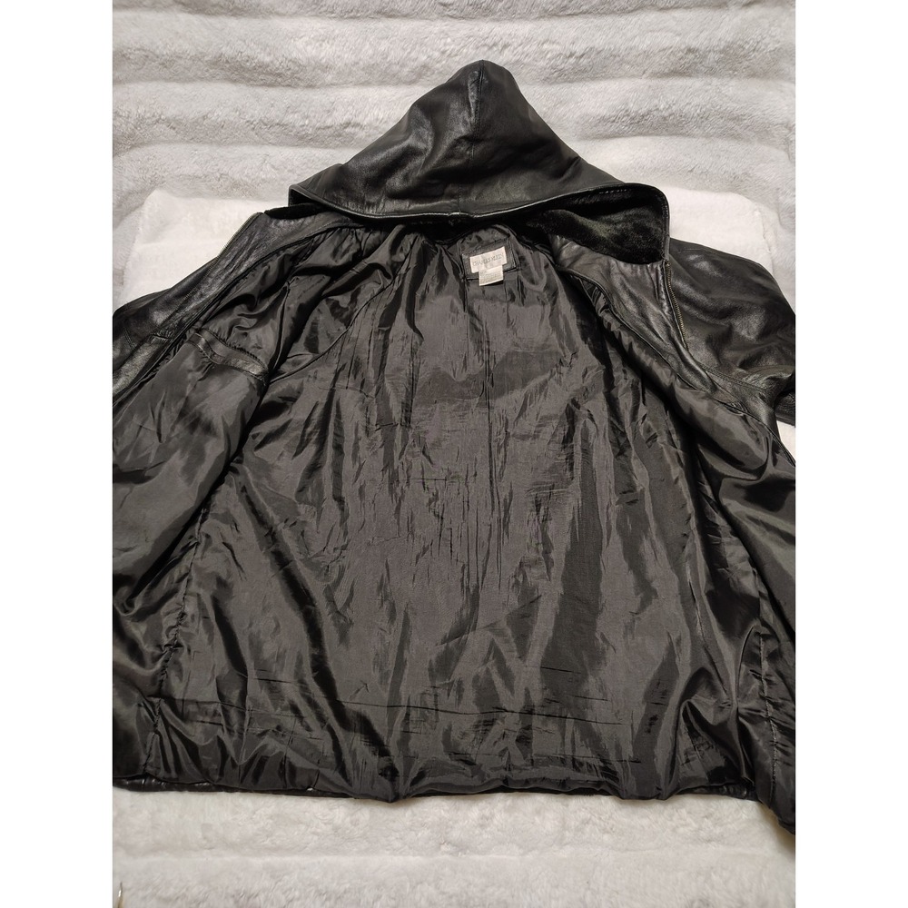 Charles Klein Genuine Leather Jacket & Leather Hood Sz XL + Removable liner Sz M - Picture 7 of 11